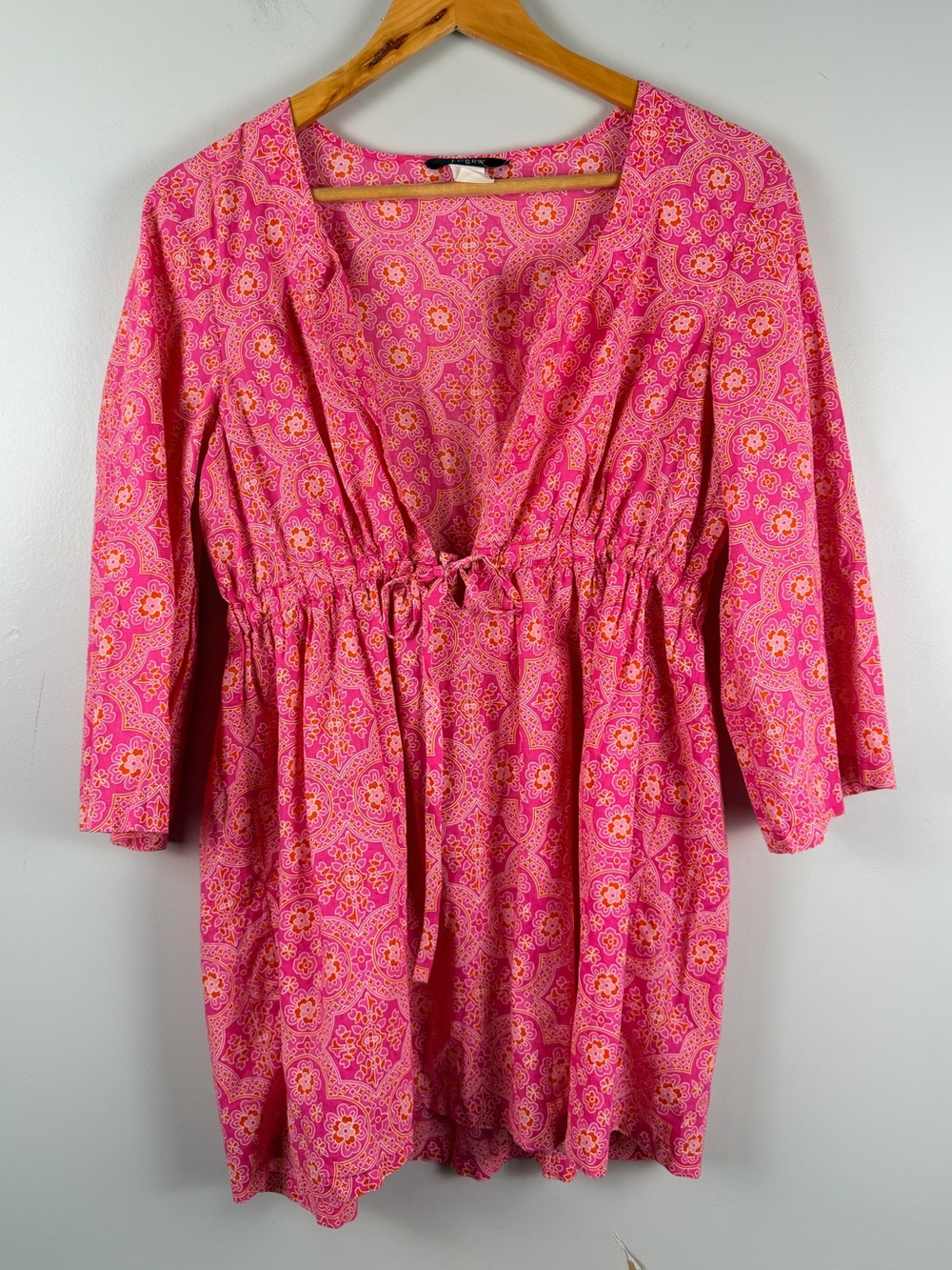 J. Crew factory Women's Pink Flared 3/4 Sleeve Blouse Top Size large
